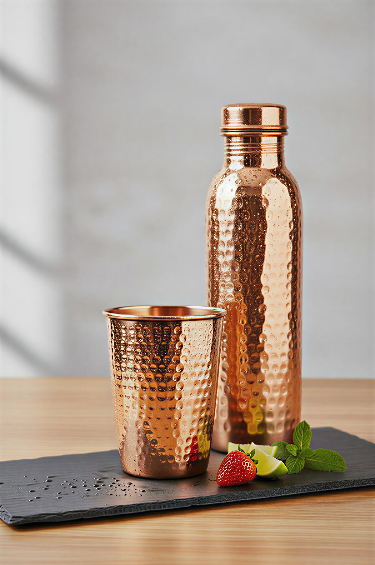 Ayurvedic Copper Water Bottle & Tumbler Set – Wellness Combo