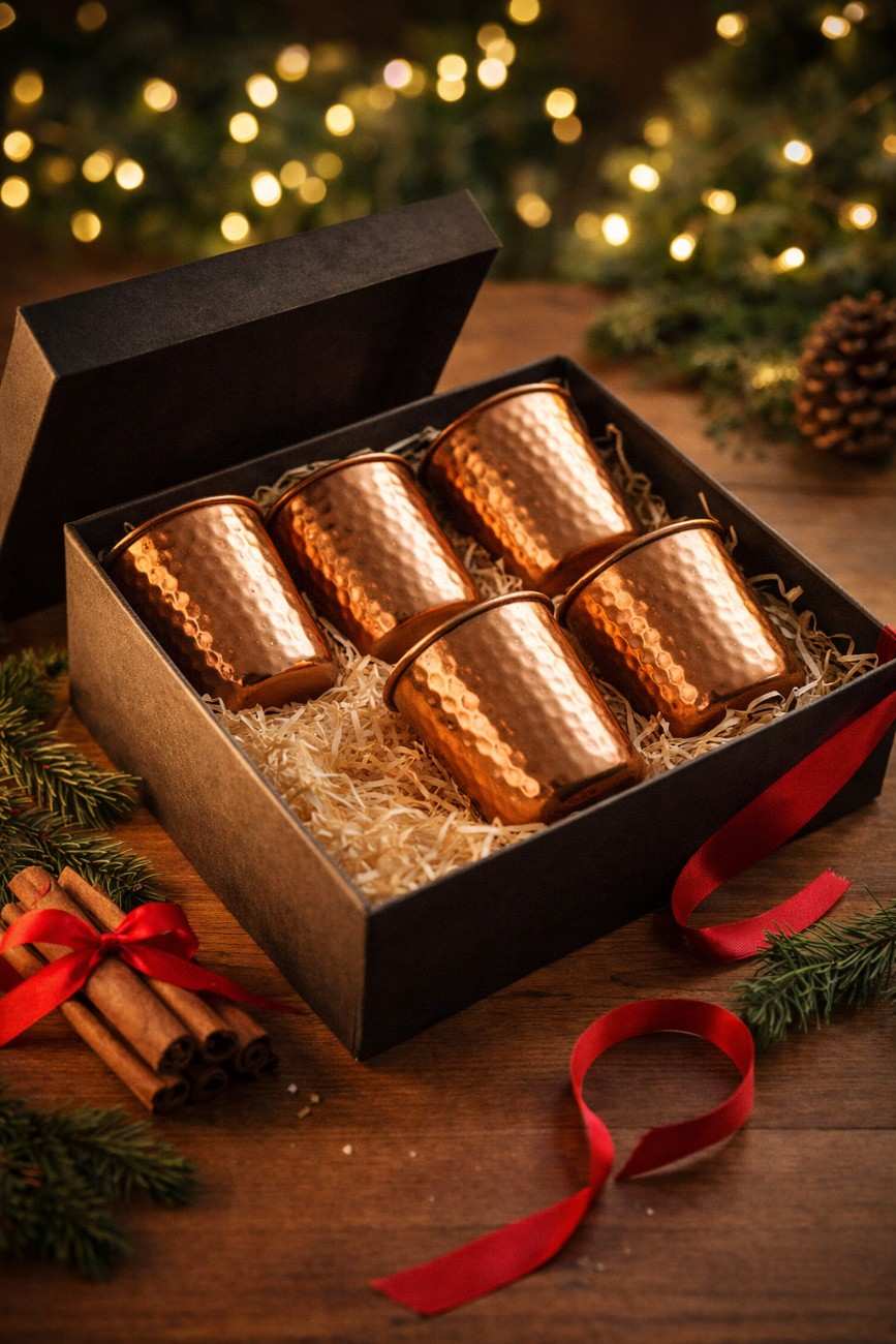 Ayurvedic Hammered Copper Glass Set – 4 Pieces