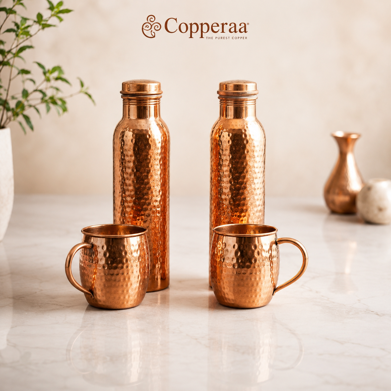 Copperaa Heritage Copper Bottle & Mule Mug Set