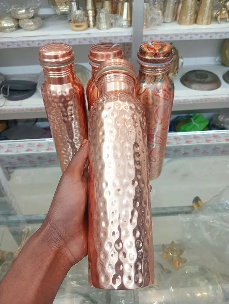 Ripple Copper Bottle (Hammered) (900 ml)