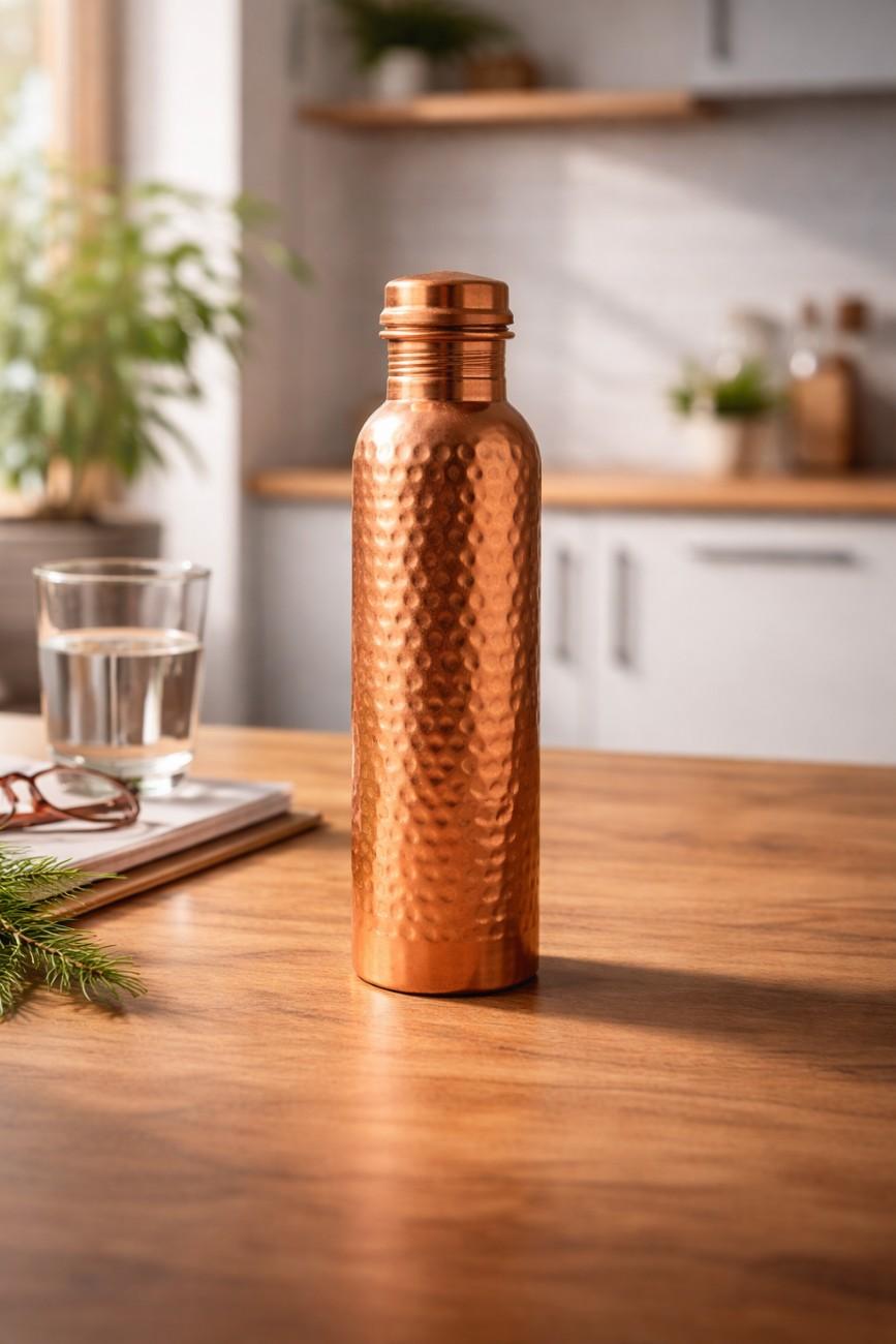 Ripple Copper Bottle (Hammered) (900 ml)