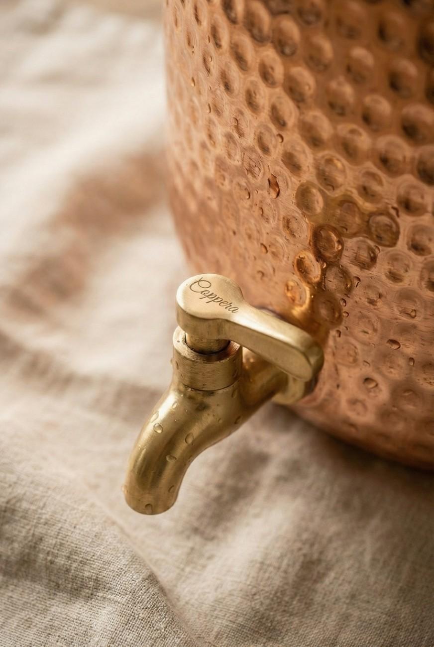 Pure Copper Hammered Water Dispenser | Ayurvedic Matka by Copperaa | 6- Litres