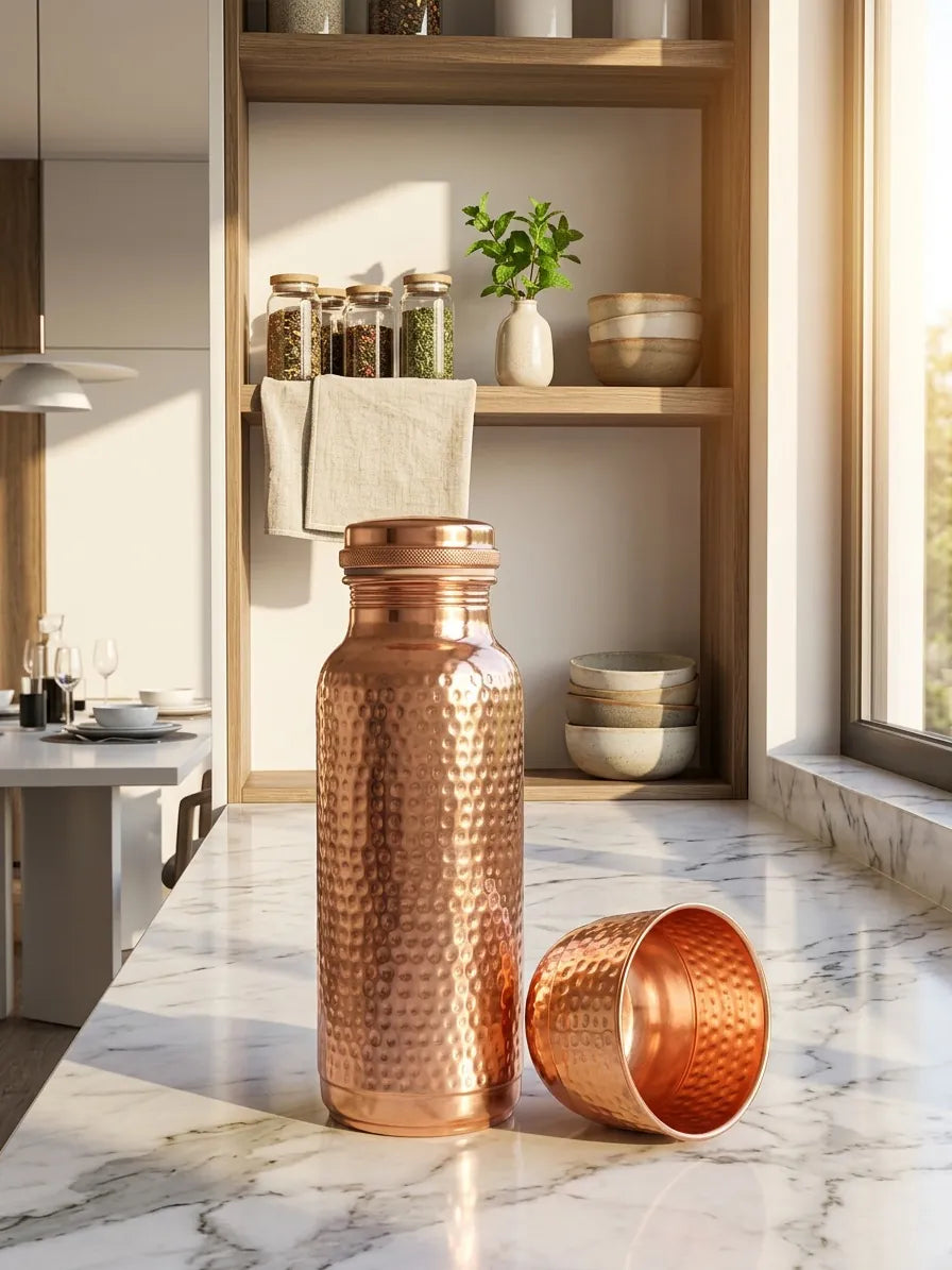 Copper Bottle Jumbo - Classic Hammered water bottle 2 Litres | Handcrafted and Ayurvedic&nbsp; &nbsp;